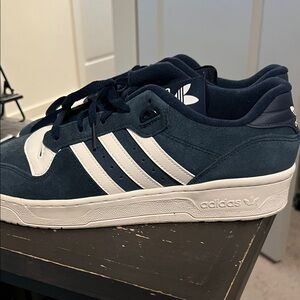 Adidas Dark Blue and White Suede Sneakers